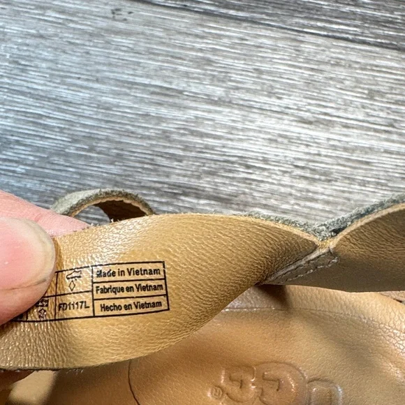 UGG Stylish green/Tan suede/leather Sandals size 7.5 (j151) - Picture 11 of 14